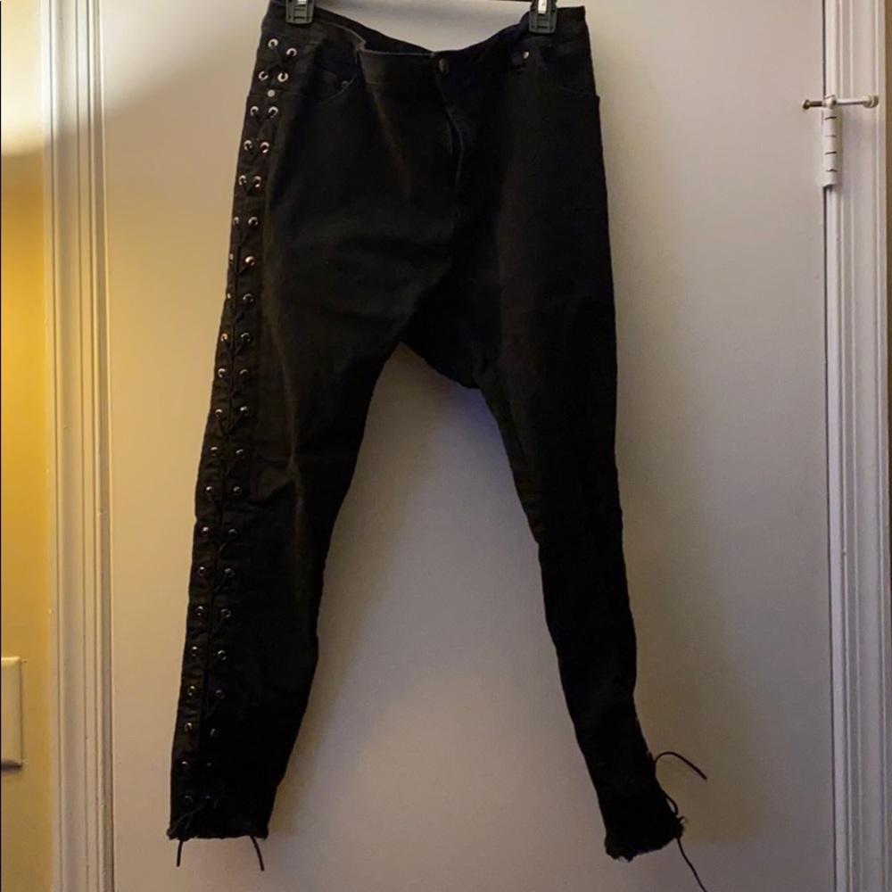 Biker black denim jeans